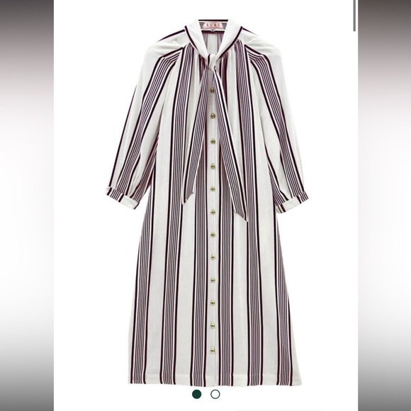 NWT Buru x Val Bow Housecoat Dress in Black & White Stripe Size 1X - Picture 1 of 6